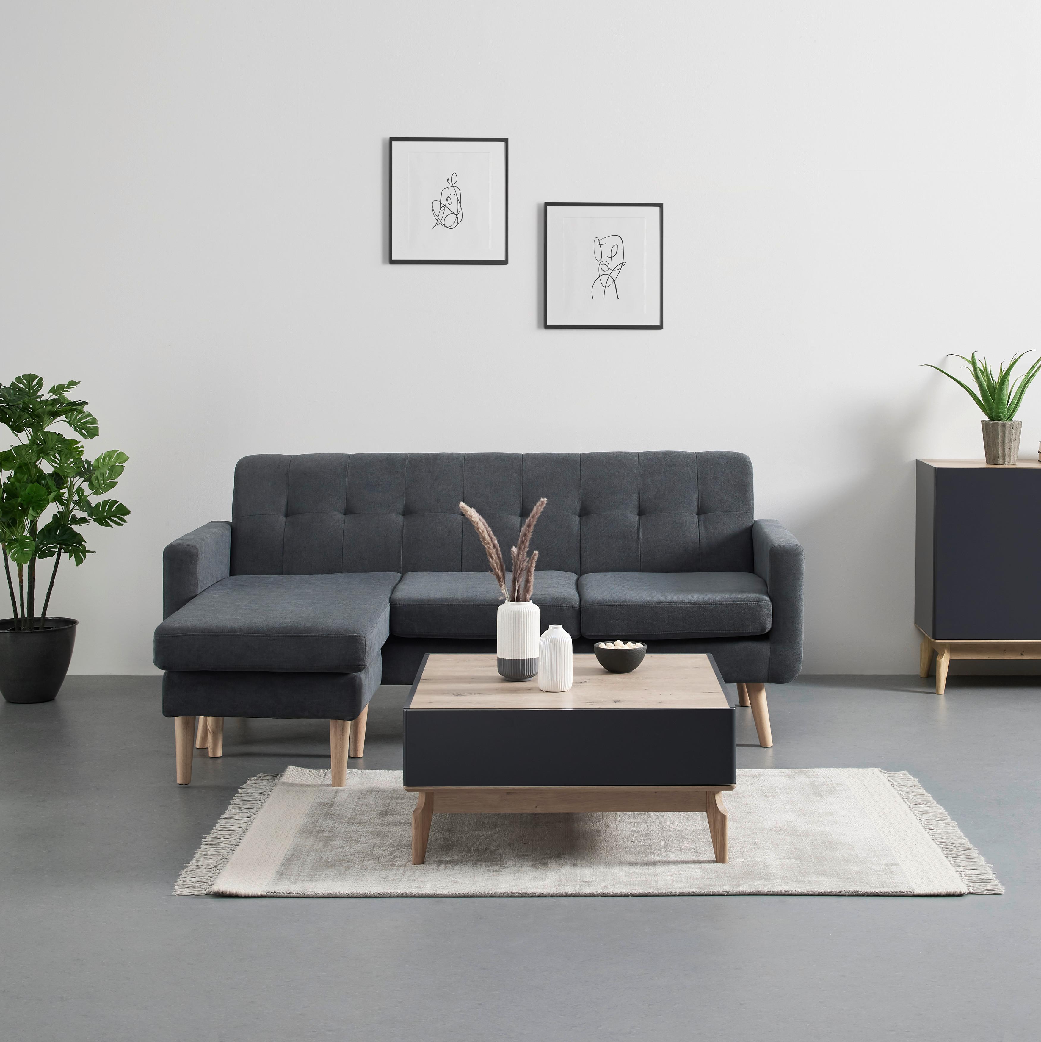 Sedací Souprava Tamara Tmavěšedá - tmavě šedá/přírodní barvy, Moderní, dřevo/textil (198/83/143cm) - Bessagi Home