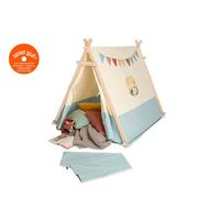 Spielzelt Zelt Yuma - Naturfarben/Hellblau, Basics, Holz/Textil (101/106/131cm)