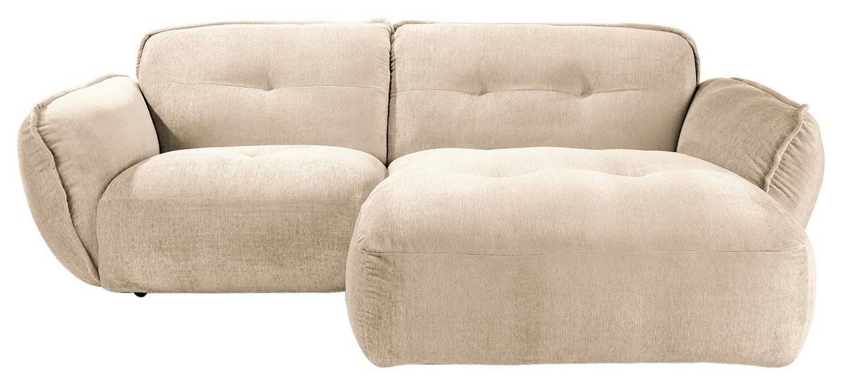Ecksofa Fluffy, Creme S: 269x184 Cm - Creme/Schwarz, MODERN, Textil (269/184cm) - Trendmanufaktur