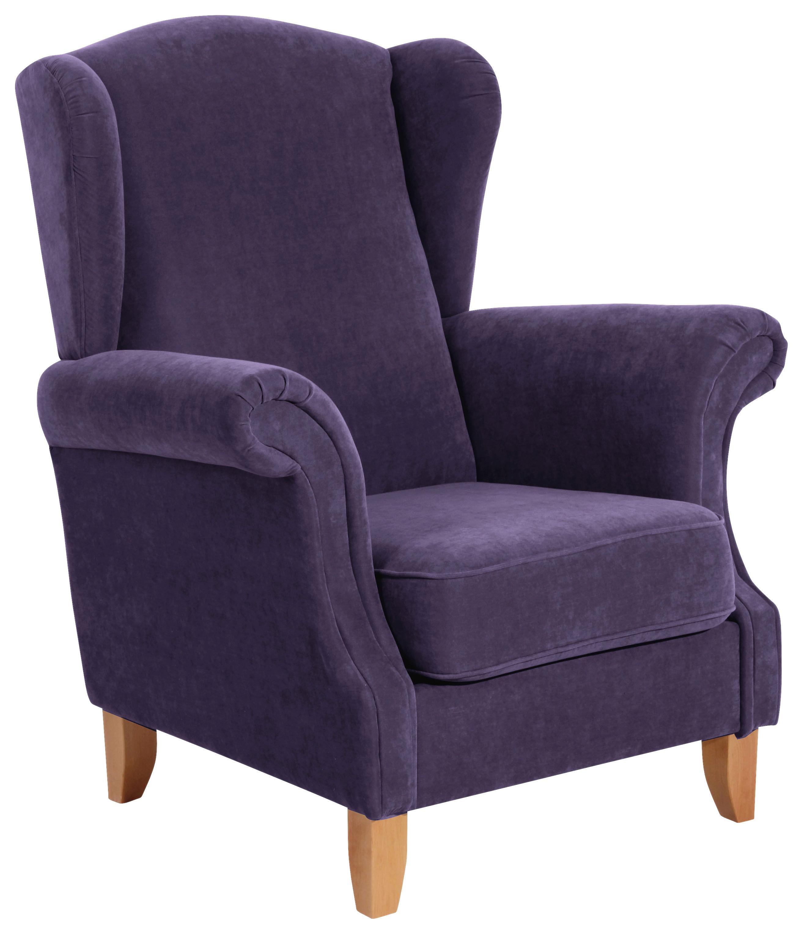 Ohrensessel mit Armlehnen Verita Velours Violett - Buchefarben/Violett, Design, Textil (88/108/84cm) - Max Winzer