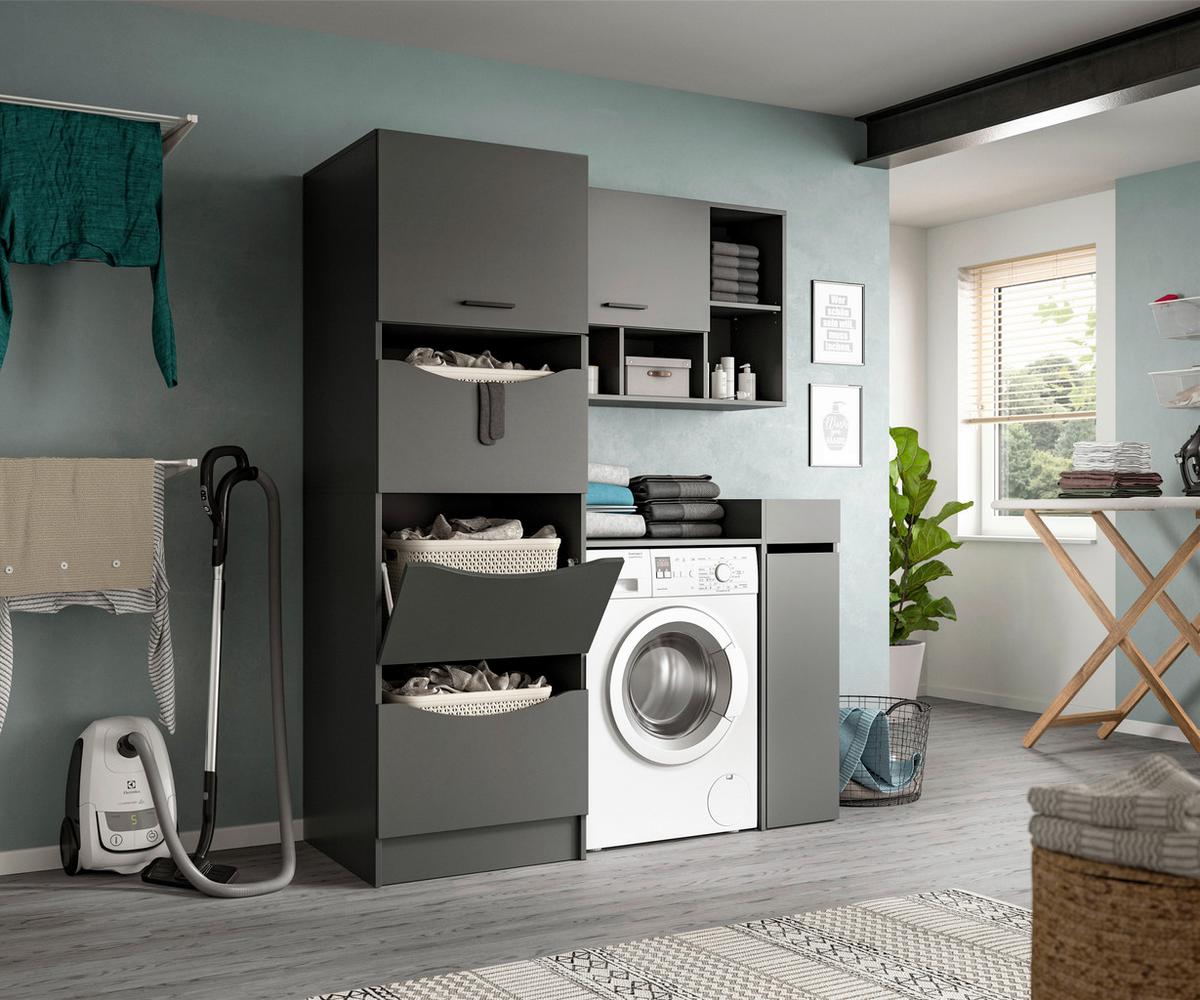 Prádelna Free Antracit - antracitová, Basics, kompozitní dřevo (126/195/68cm) - MID.YOU