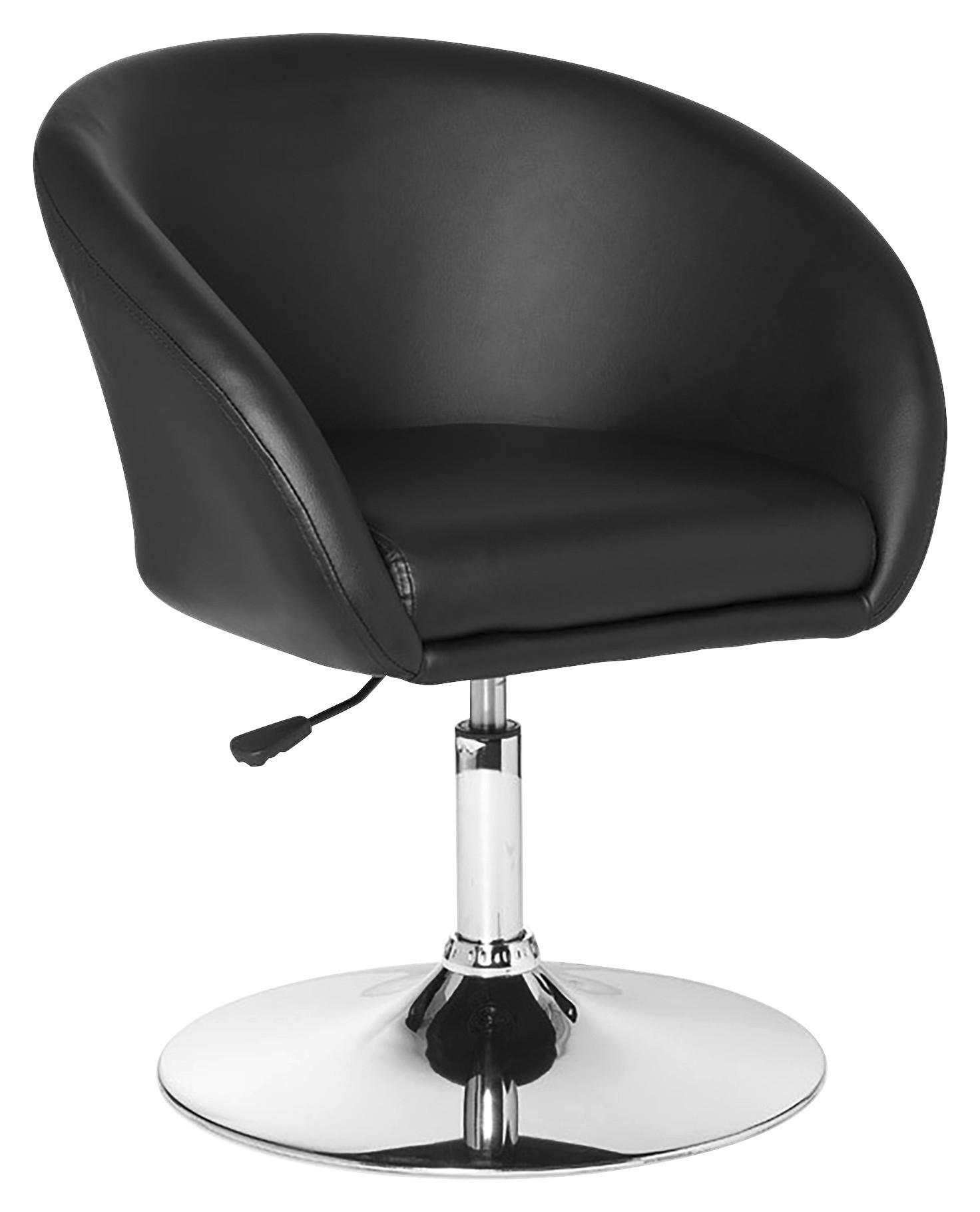 Polstersessel Höhenverstellbar Lederlook Schwarz - Chromfarben/Schwarz, MODERN, Textil/Metall (62/84/55cm) - MID.YOU