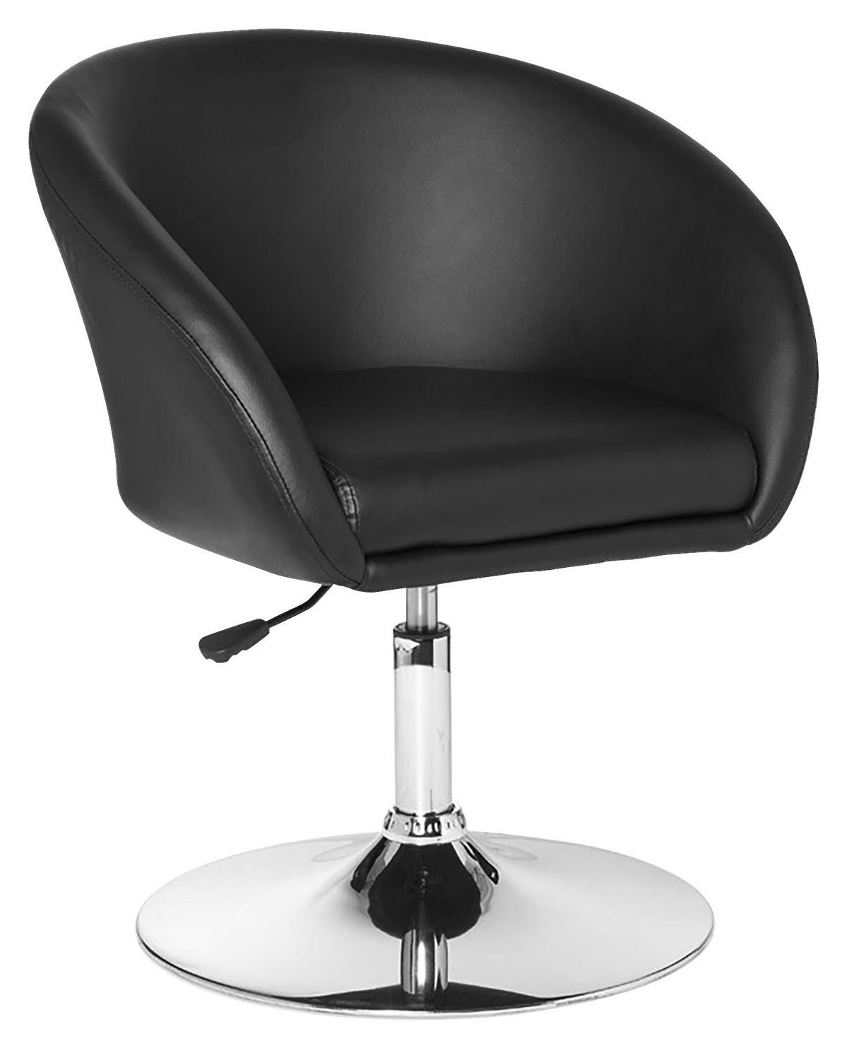 Polstersessel höhenverstellbar Lederlook Schwarz - Chromfarben/Schwarz, MODERN, Textil/Metall (62/84/55cm) - MID.YOU