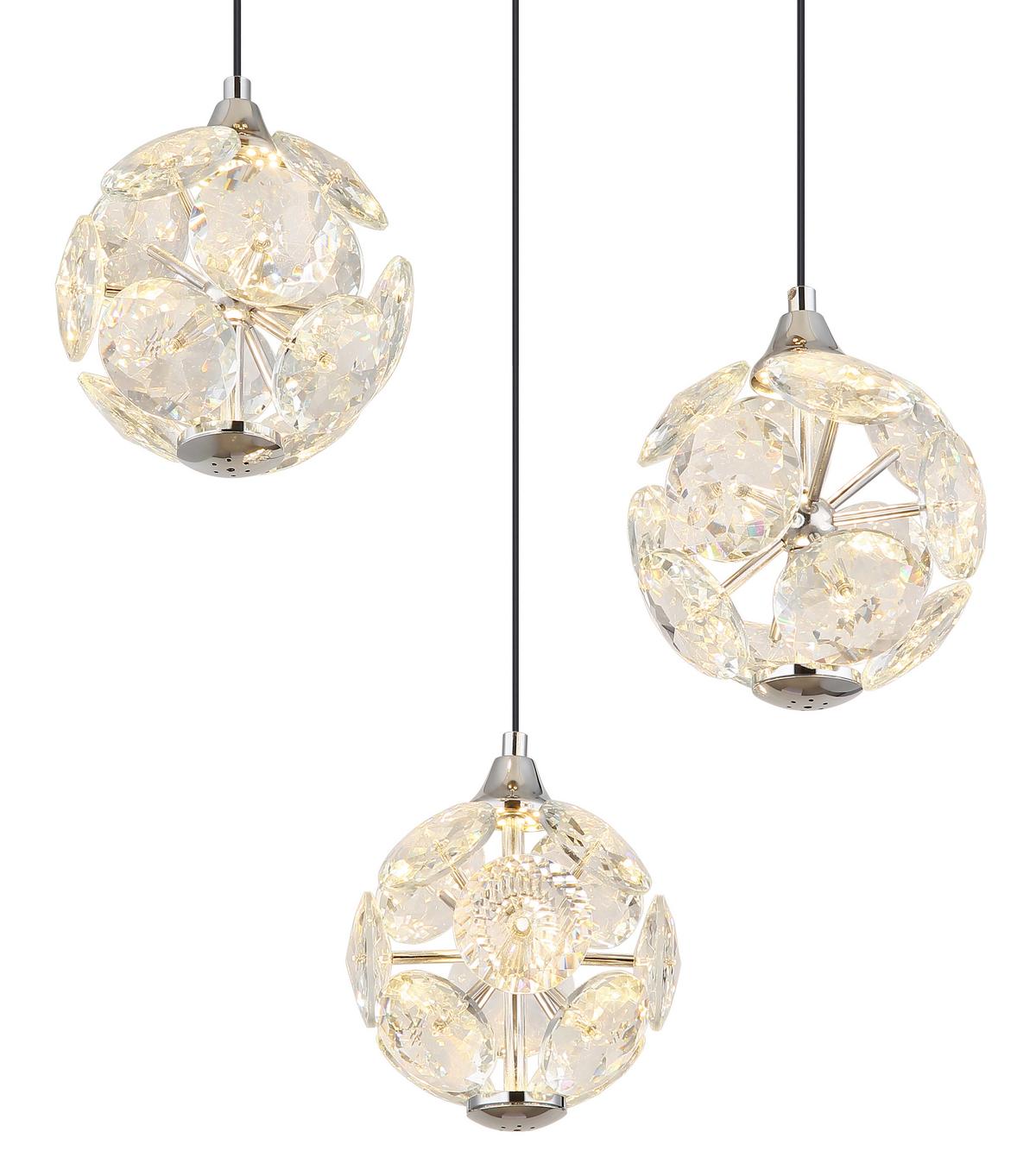 LED-Hängeleuchte Virina D:42cm Klar Schwarz Chromfarben - Klar/Chromfarben, KONVENTIONELL, Glas/Kunststoff (42/15cm) - Globo