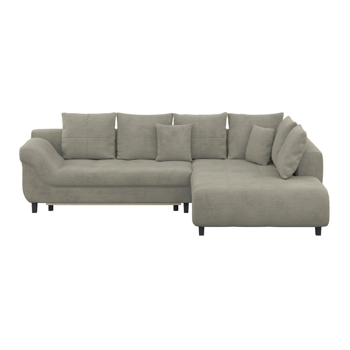 Ecksofa mit Schlaffunktion Mendoza New Chenille 309x197cm - Sandfarben/Schwarz, KONVENTIONELL, Textil (309/197cm) - Ondega