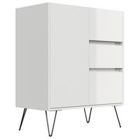 Sideboard Posseik Industrial Eichefarben/weiß B: 76 Cm - Weiß Hochglanz/Eichefarben, Design, Holzwerkstoff (76/93,6/42cm) - P & B