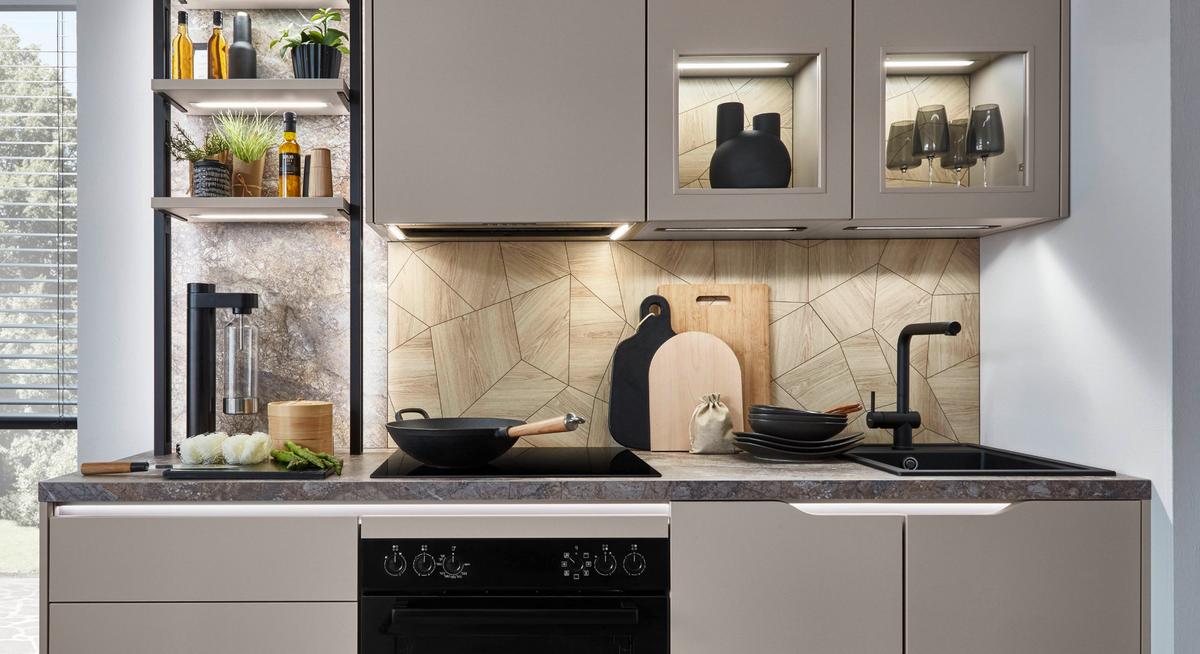 Eckküche Sidney - Hellbraun/Dunkelbraun, MODERN, Holzwerkstoff (273,2/218,1cm) - Vertico