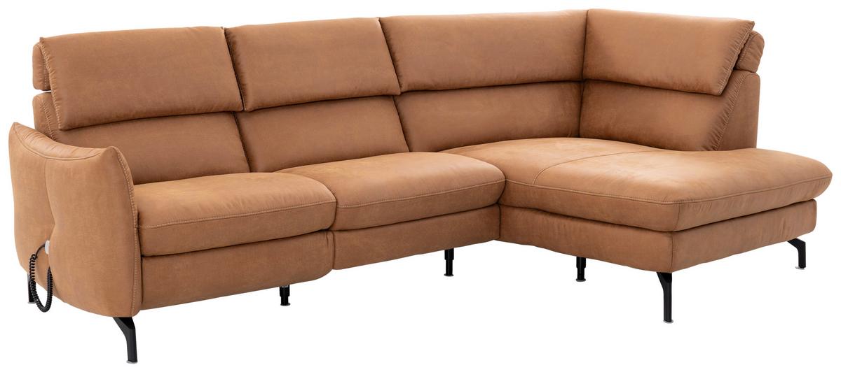 Ecksofa Henriette Cognac 274x160 cm - Cognac/Beige, MODERN, Textil (274/160cm)