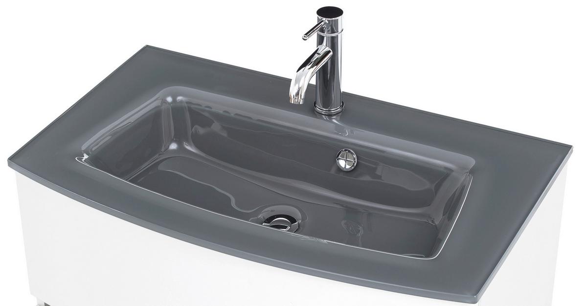 Waschbecken mit Unterschrank Kopenhagen B. 80 cm Weiß - Weiß/Grau, KONVENTIONELL, Glas/Holzwerkstoff (80cm) - Held