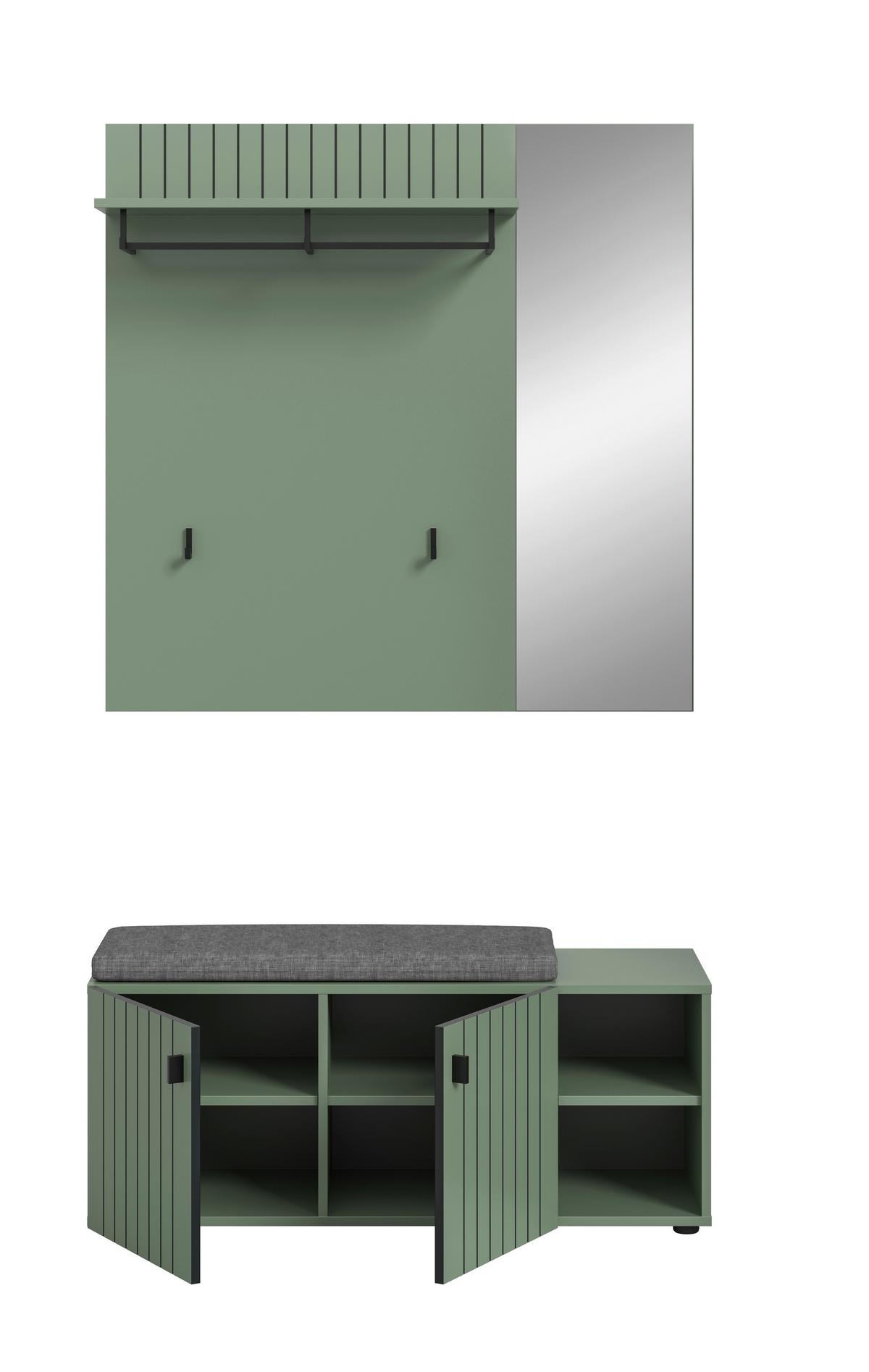 Garderobe Station Graugrün B: 106cm - Graugrün, Design, Holzwerkstoff (106/192/37cm) - MID.YOU