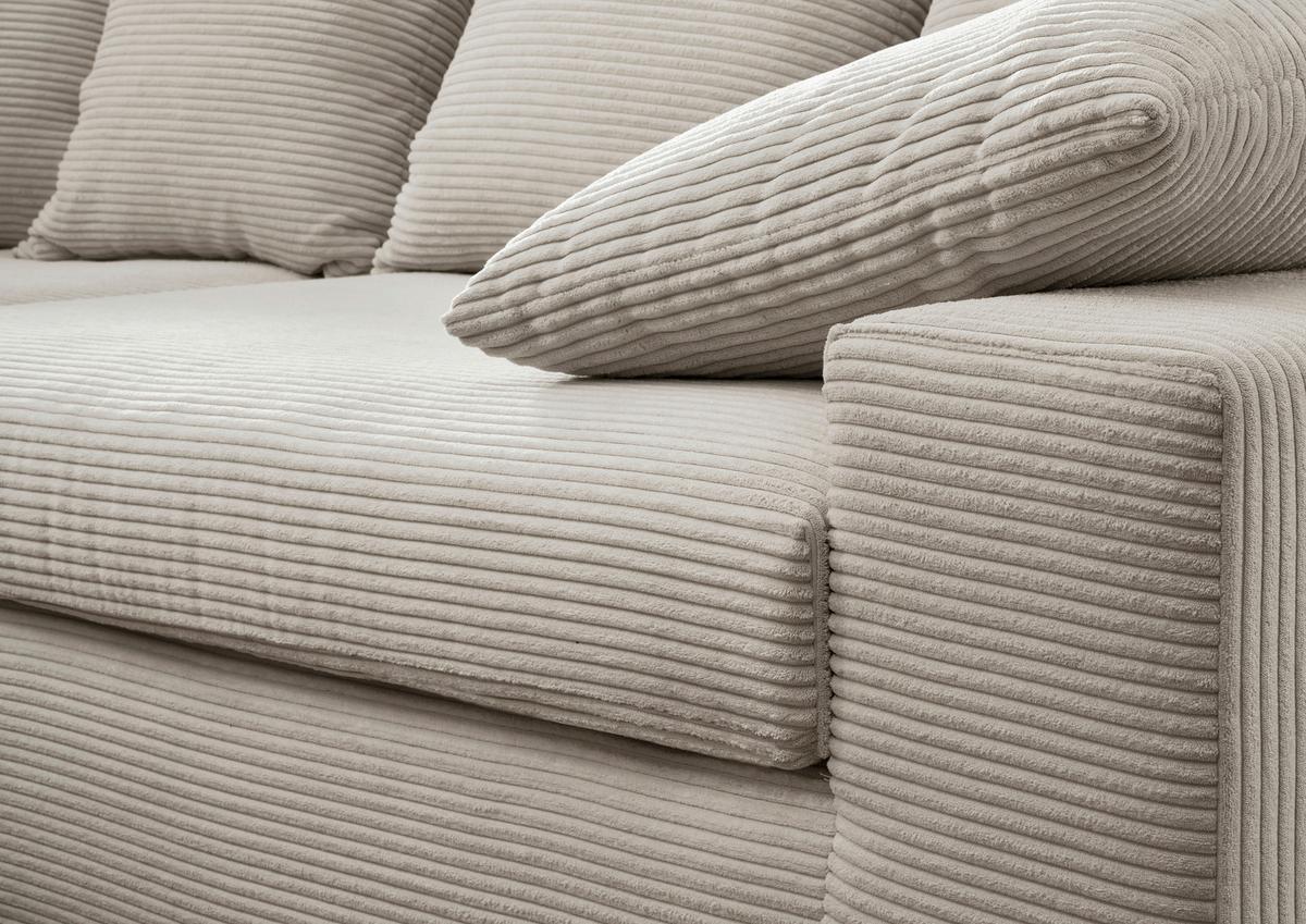 Ecksofa Avellino Beige Cord - Beige/Schwarz, MODERN, Textil (278/200cm) - Livetastic