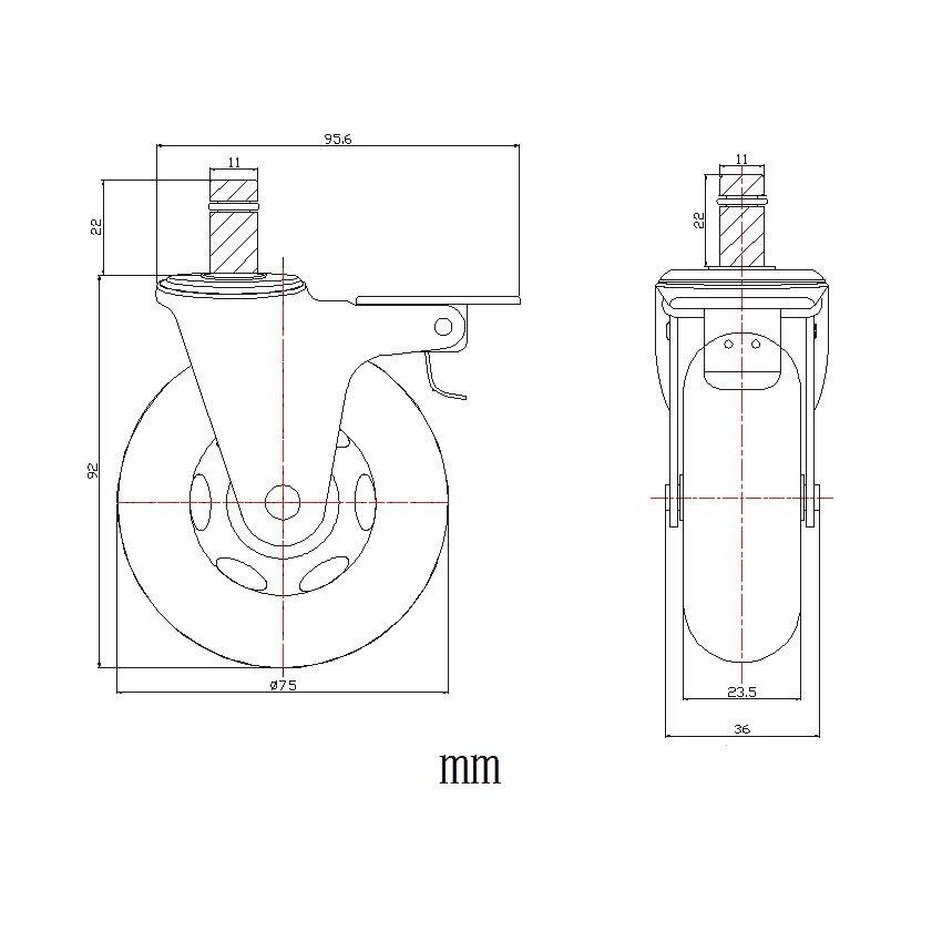 Drehstuhlrolle Rolo Skate - Transparent/Silberfarben, Basics, Kunststoff/Metall (3,6/9,2/7,5cm) - MID.YOU