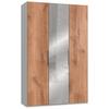 Drehtürenschrank B: 150 Cm Level Weiß/eichefarben - Eichefarben/Alufarben, MODERN, Holzwerkstoff (150/236/58cm) - MID.YOU