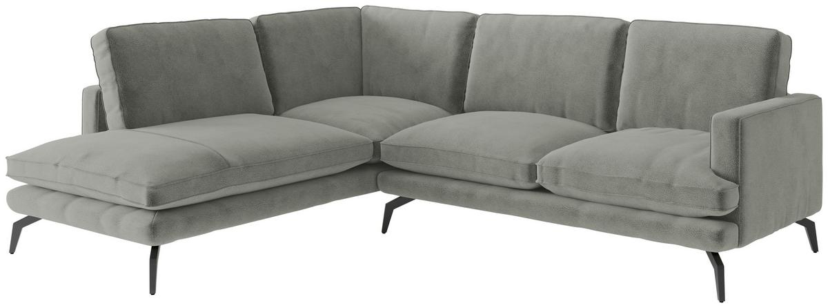 Ecksofa Bali - Champagner/Schwarz, Design, Textil (202/250cm) - Livetastic