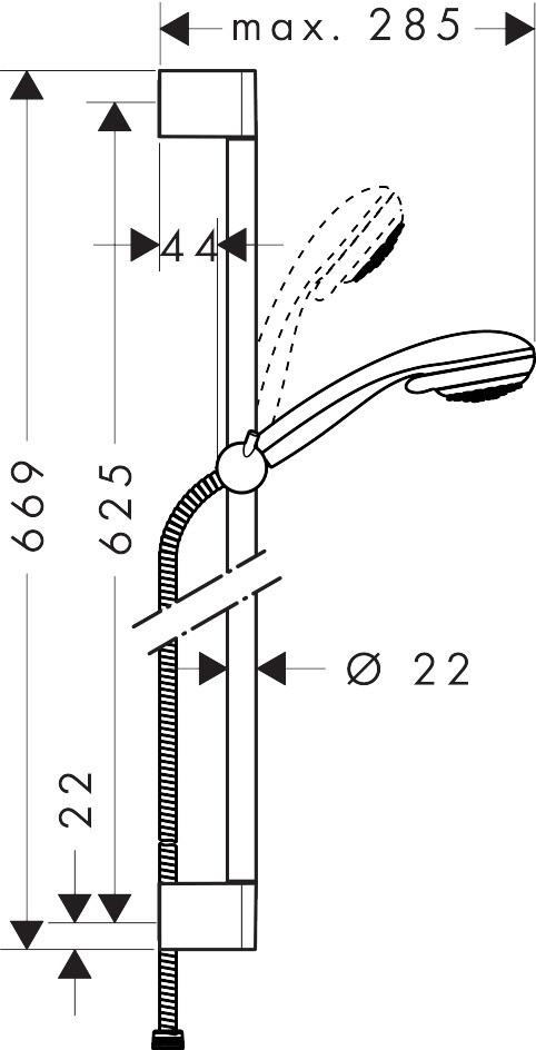 Brausegarnitur Hansgrohe Chromfarben 2-Fach verstellbar - Chromfarben, Basics (12,8/66,9/24,6cm) - Hansgrohe