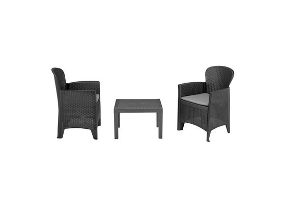 Balkonmöbel Set Akita Kunststoff mit Kissen - Anthrazit/Grau, MODERN, Kunststoff/Textil Balkonmöbel Set Akita Kunststoff mit Kissen - Anthrazit/Grau, MODERN, Kunststoff/Textil