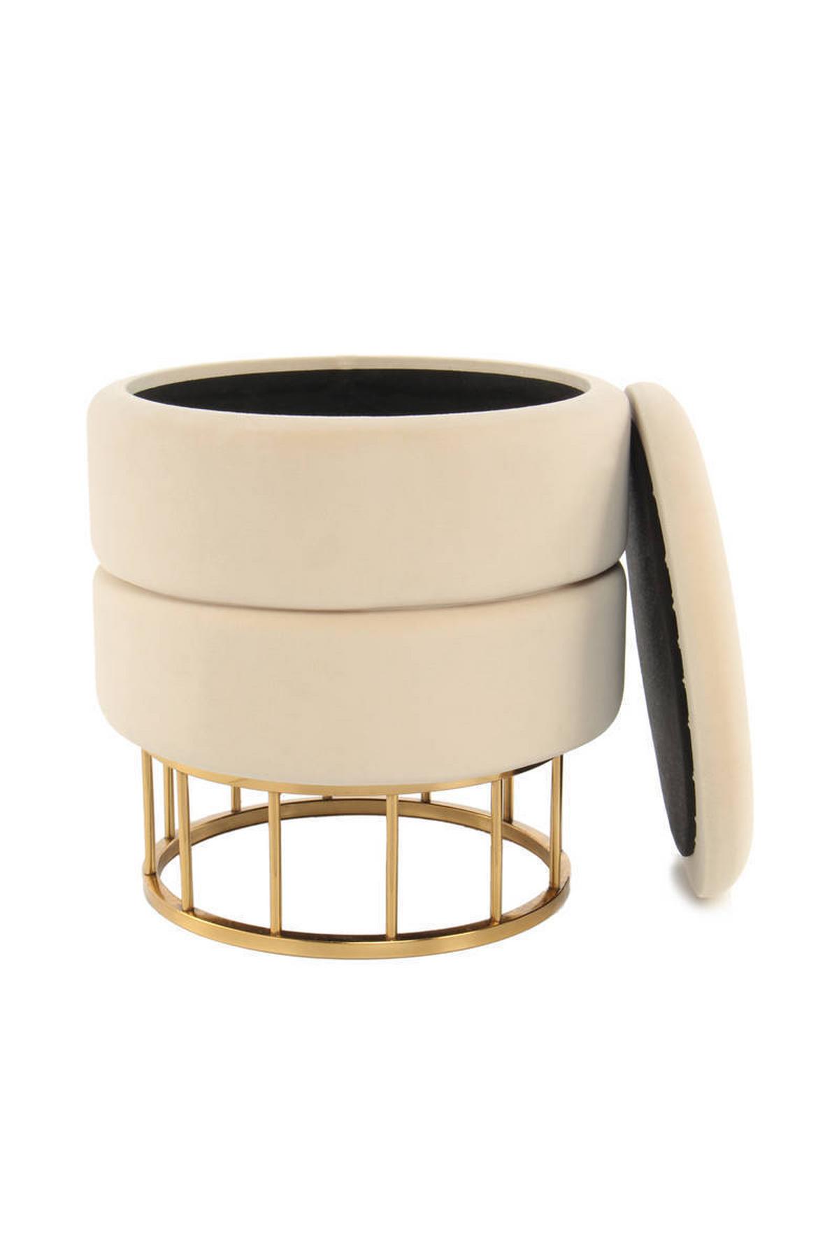 Pouf mit Stauraum Samt/Eisen Goldfarben/Beige H: 41 cm - Beige/Goldfarben, Basics, Holzwerkstoff/Kunststoff (37,5/41/37,5cm) - Kayoom