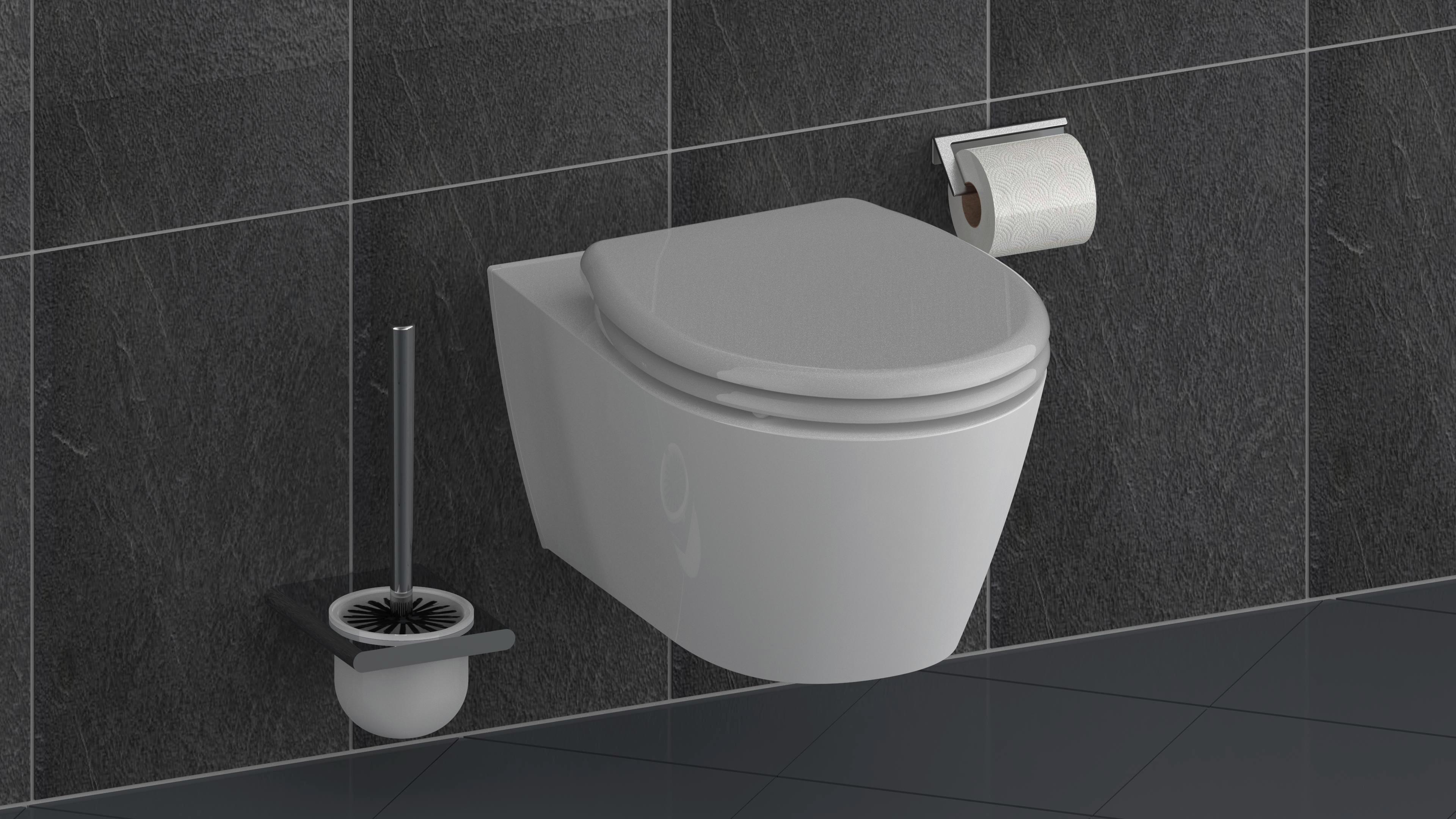 WC-Sitz Grau mit Absenkautomatik