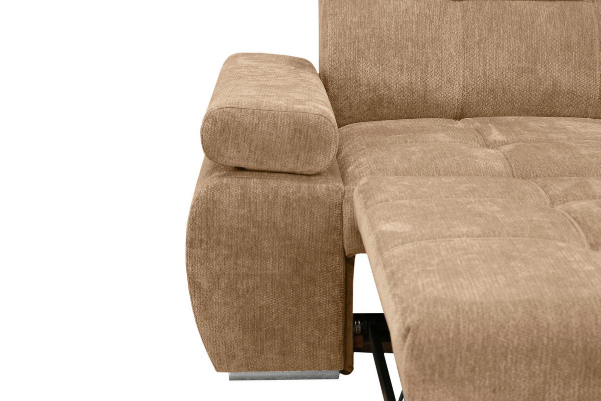 Rohová sedačka VEGAS, pravá, béžovohnedá ženilka - béžovohnedá/strieborná, Design, drevo/textil (294/173cm)