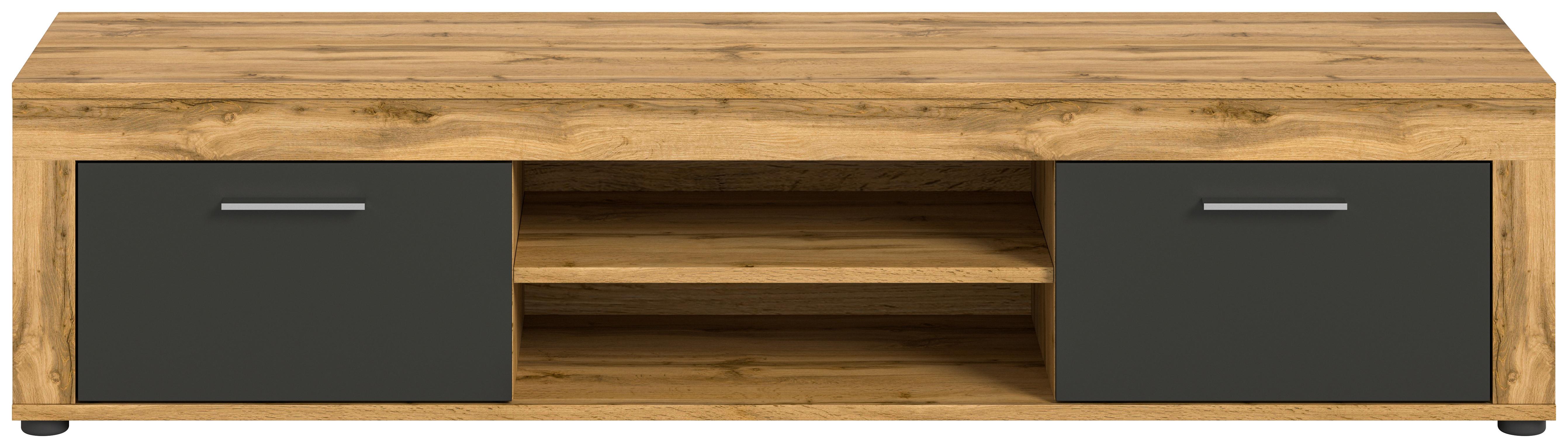 Lowboard Jam Anthrazit/eiche Dekor B: 160cm - Anthrazit/Eiche Wotan, Design, Holzwerkstoff (160/37/40cm) - MID.YOU