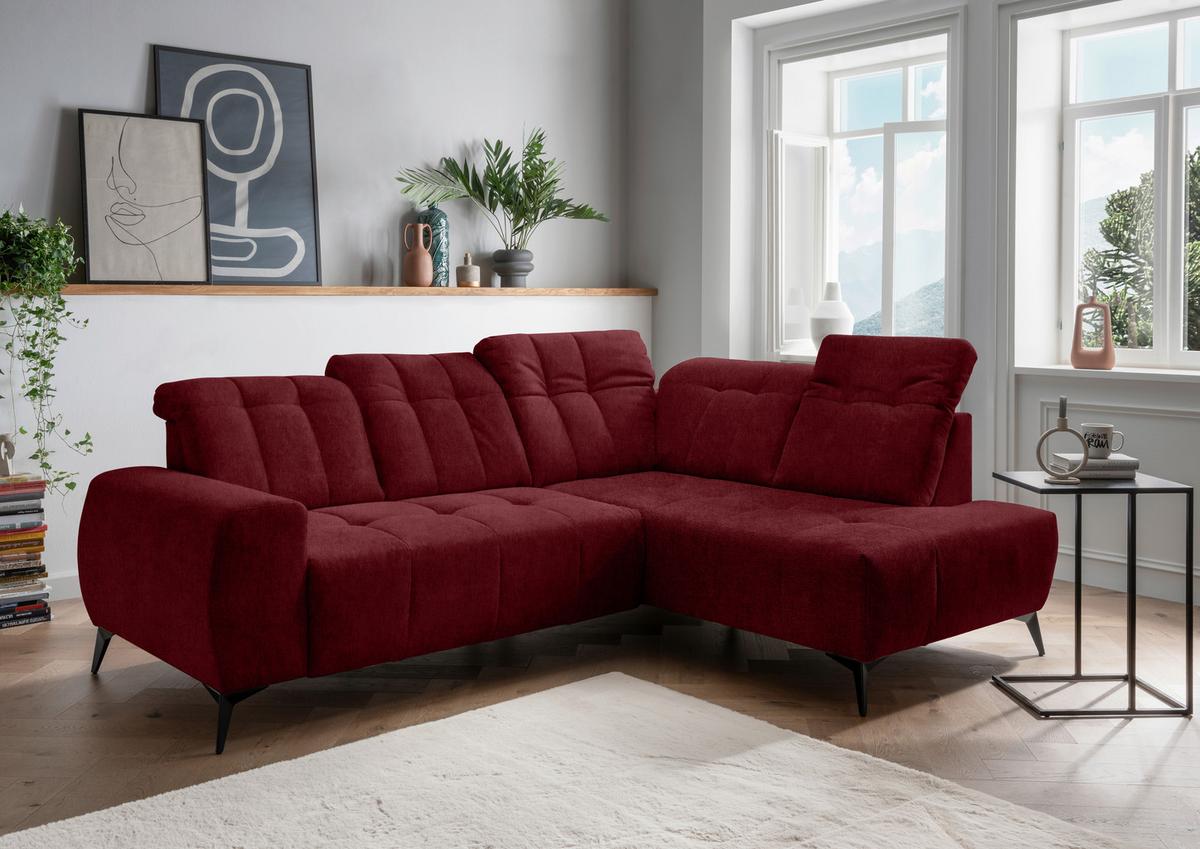 Ecksofa Mit Usb Anschluss Sano, Bordeaux, S: 261x200 Cm - Bordeaux/Schwarz, MODERN, Textil (261/200cm) - Livetastic