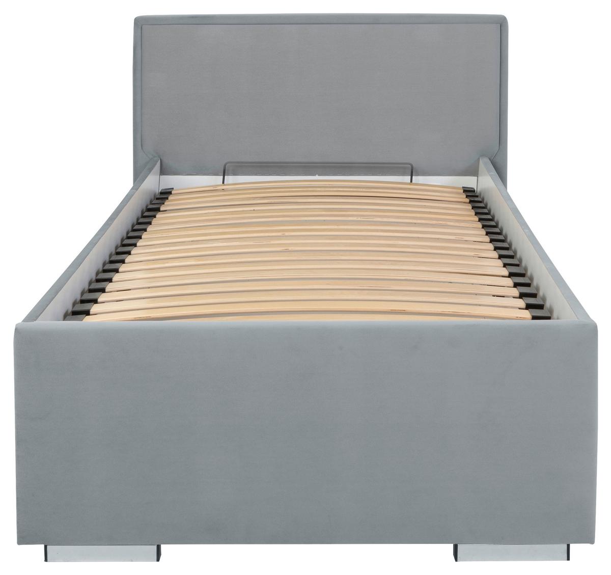 Čalouněná postel ANADIA 90x200cm - šedá/barvy chromu, Moderní, kov/dřevo (90/200cm) - MID.YOU