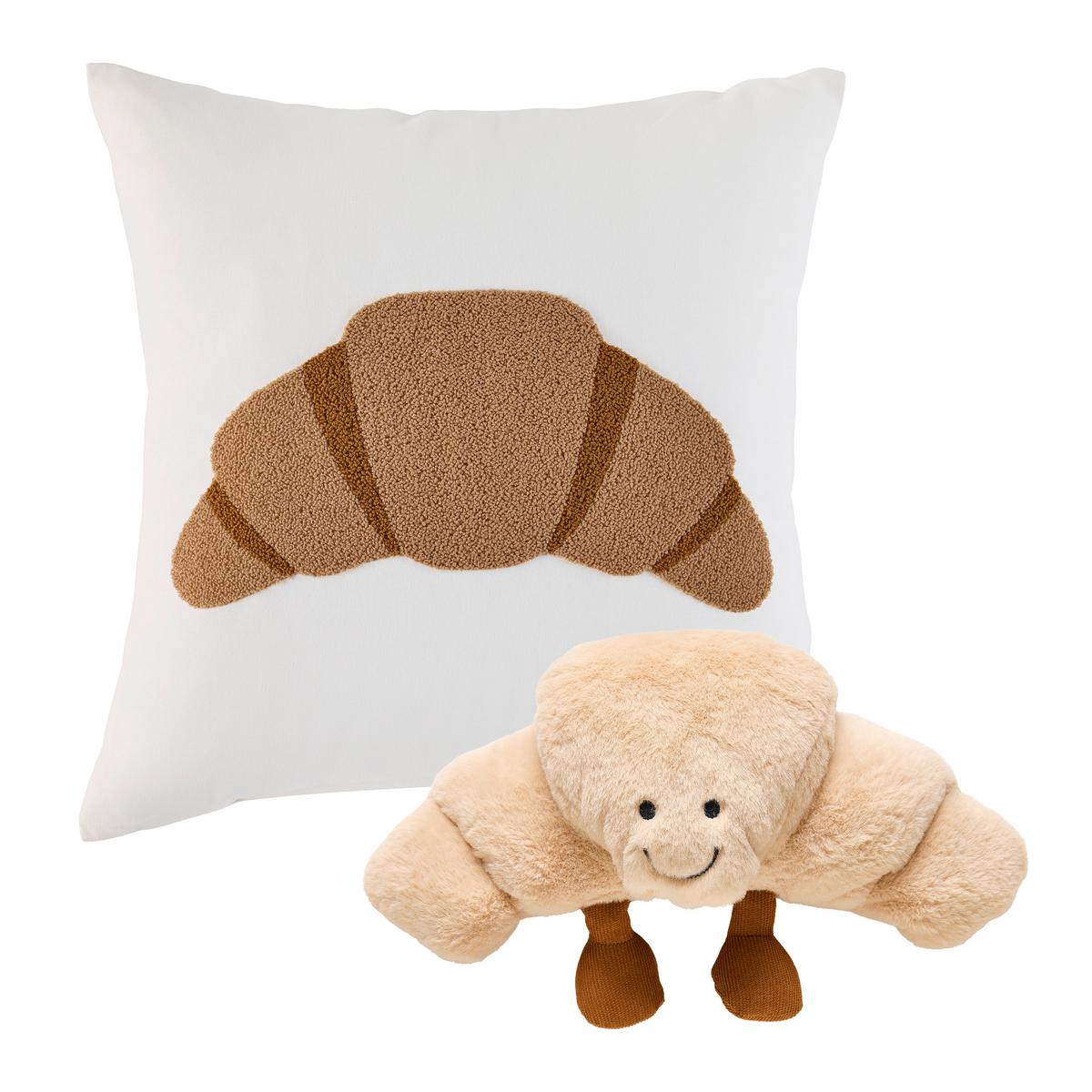 DEKORAČNÝ VANKÚŠ CROISSANT - biela/koňaková, textil (45/45cm) - Mömax