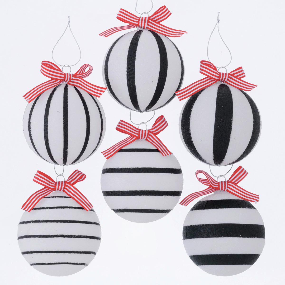 Weihnachtskugel Stripes D: 8 cm - Rot/Schwarz, Basics, Glas (8cm) - Luca Bessoni