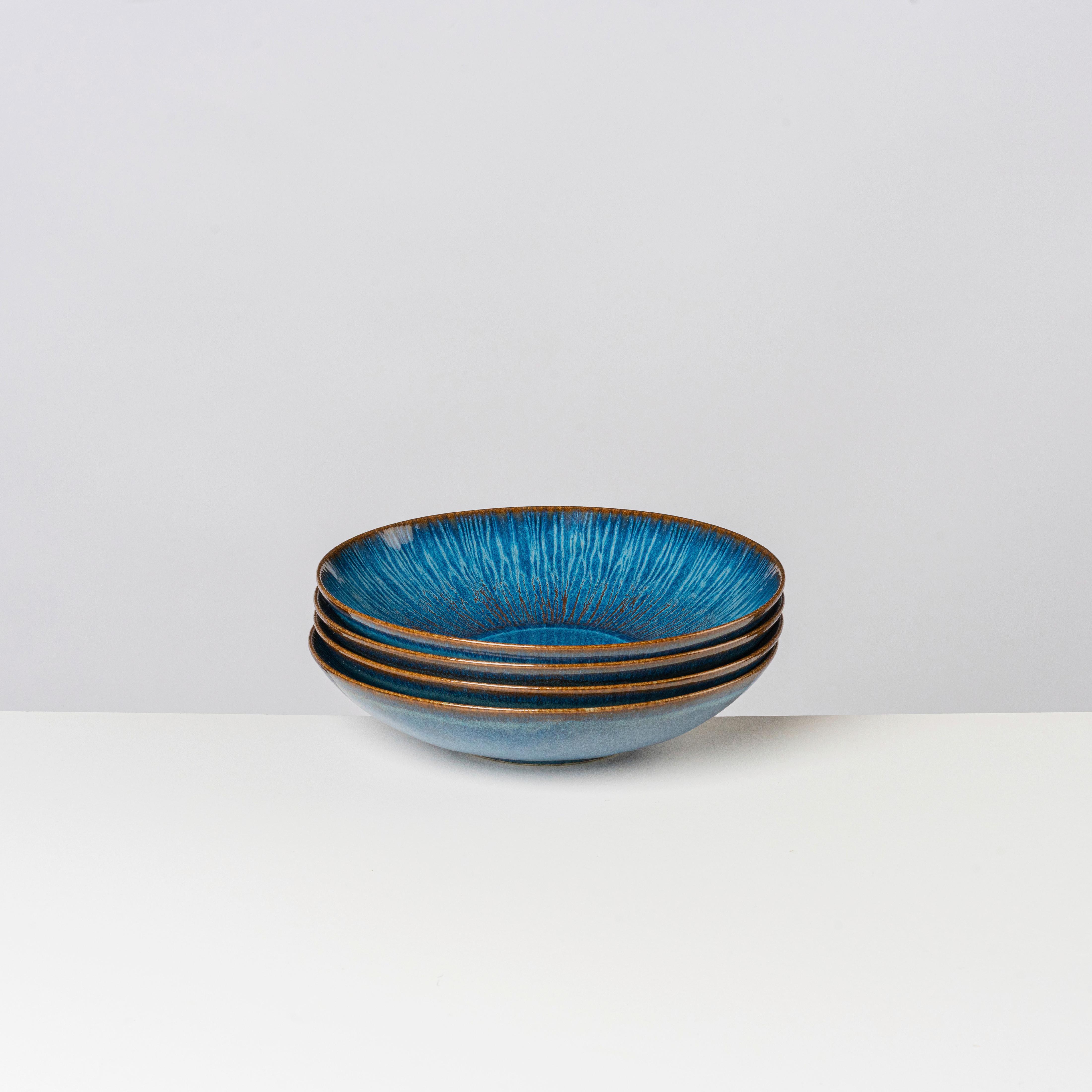 Suppentellerset 4 -teilig. Steinzeug, Blau - Blau, Basics, Keramik (22,2/5cm) - Gipfelstück