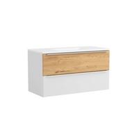 WASCHTISCHKOMBI Verona Weiß/Wildeiche B: 100cm - Wildeiche/Weiß, Trend, Holzwerkstoff/Stein (100/54/47cm) - Held