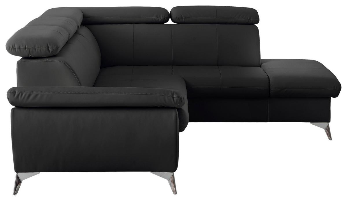 Ecksofa Mit Schlaffunktion Und Bettkasten Gisele Schwarz - Chromfarben/Schwarz, KONVENTIONELL, Textil (256/209cm) - Livetastic