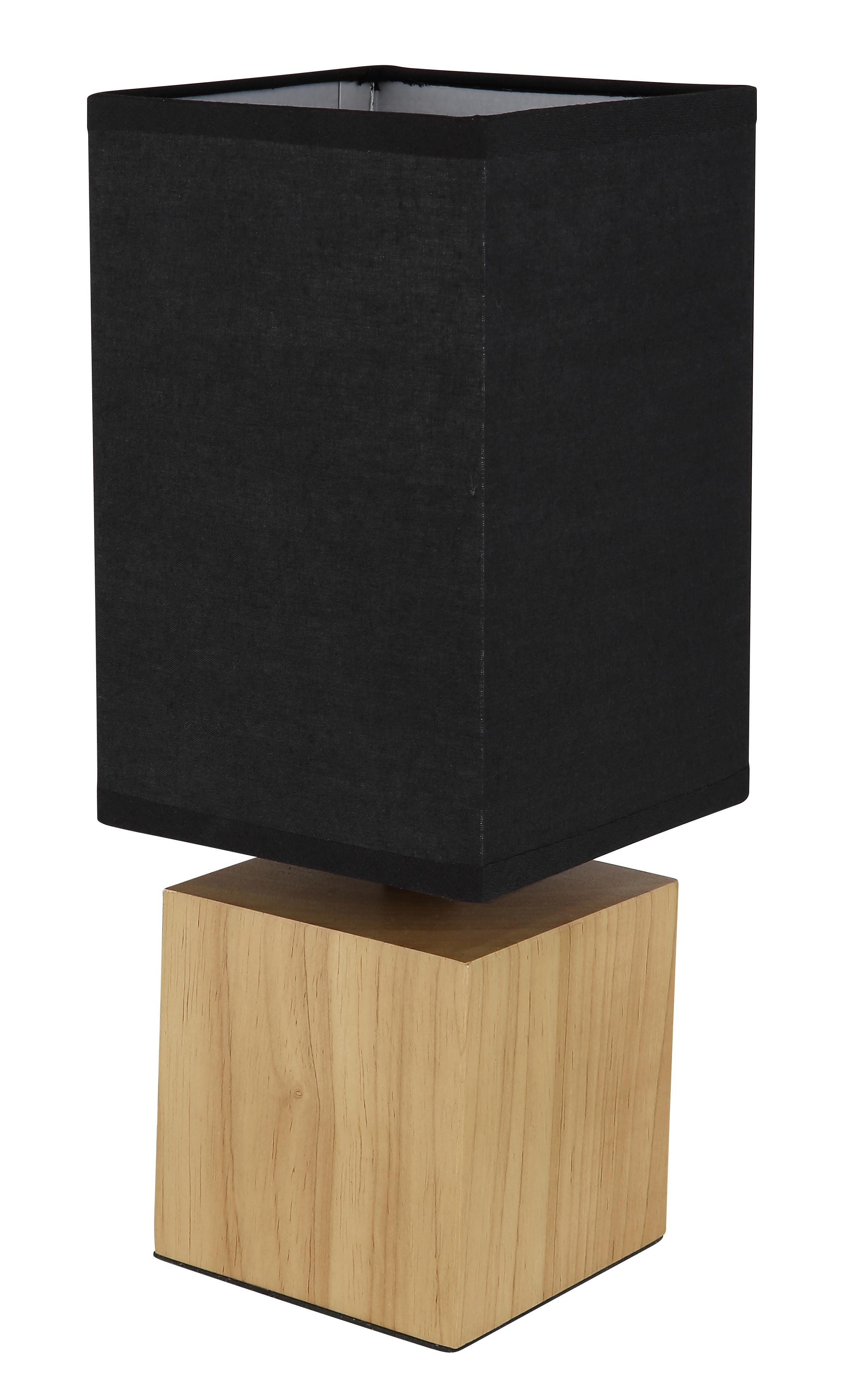 Tischleuchte 21628b - Schwarz/Naturfarben, KONVENTIONELL, Holz/Textil (12/12/30cm) - Globo