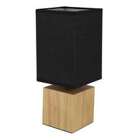 Tischleuchte 21628b - Schwarz/Naturfarben, KONVENTIONELL, Holz/Textil (12/12/30cm) - Globo