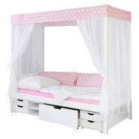 Postel s nebesy LINO závěs růžově-bílý - bílá/růžová, Moderní, dřevo (90/200cm) - Livetastic