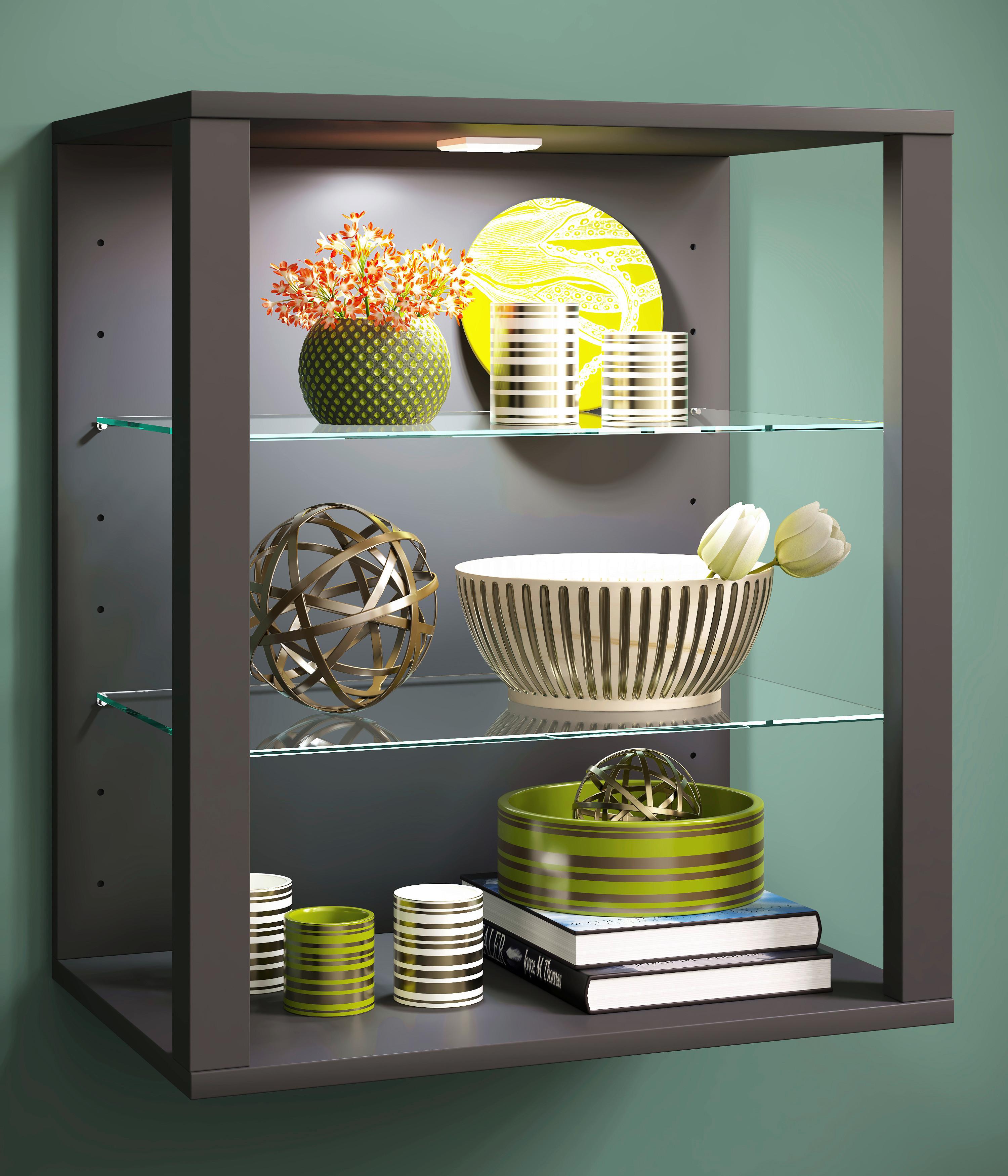 Hängevitrine Glasol Anthrazit B: 52 cm - Anthrazit, Design, Glas/Holzwerkstoff (52/60/35cm) - MID.YOU