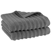HANDTUCHSET Welle 2er Set Anthrazit - Anthrazit, Basics, Textil (50/100cm)