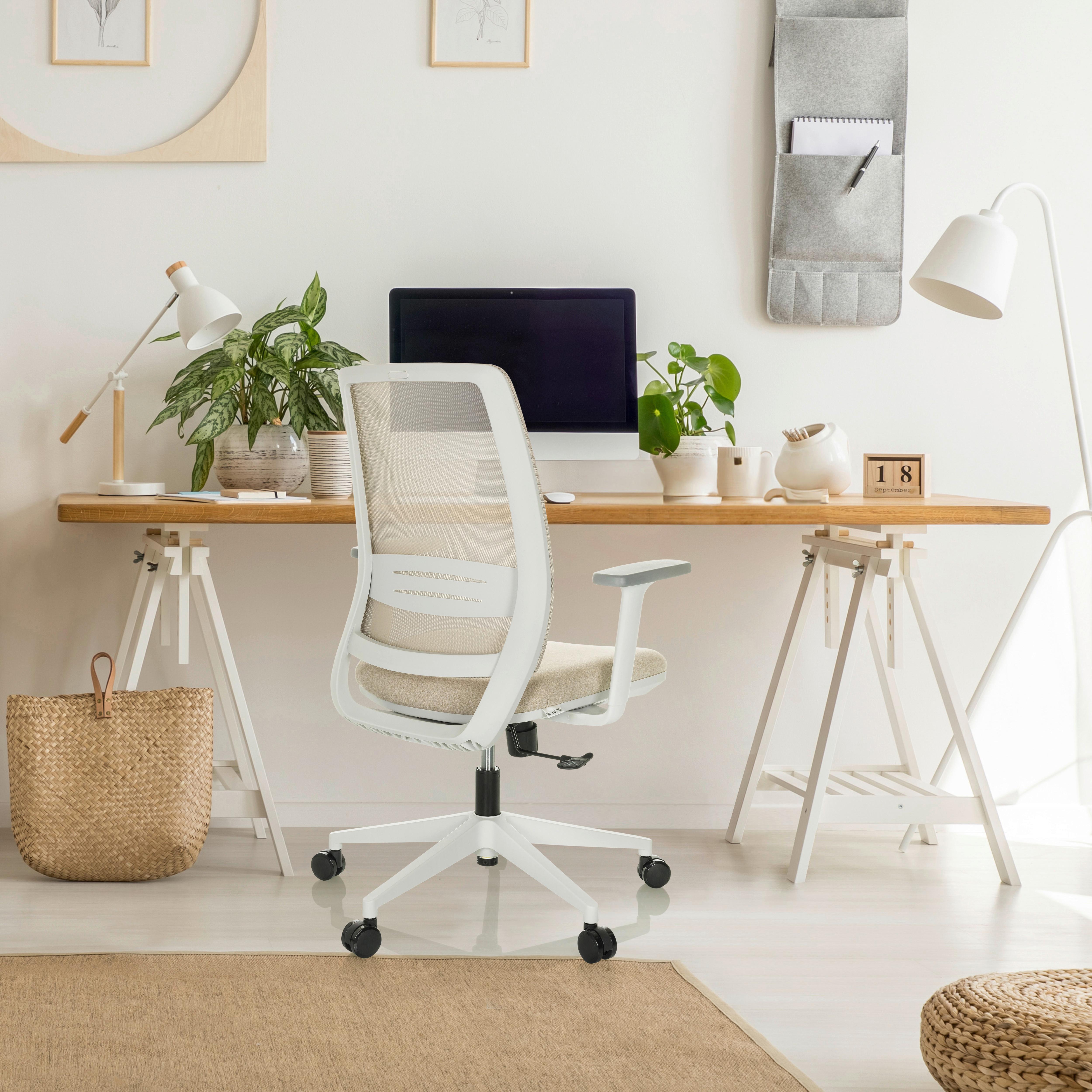 Drehstuhl Profondo Eco W - Beige/Weiß, Basics, Kunststoff/Textil (68/98,5-108,5/56cm) - MID.YOU