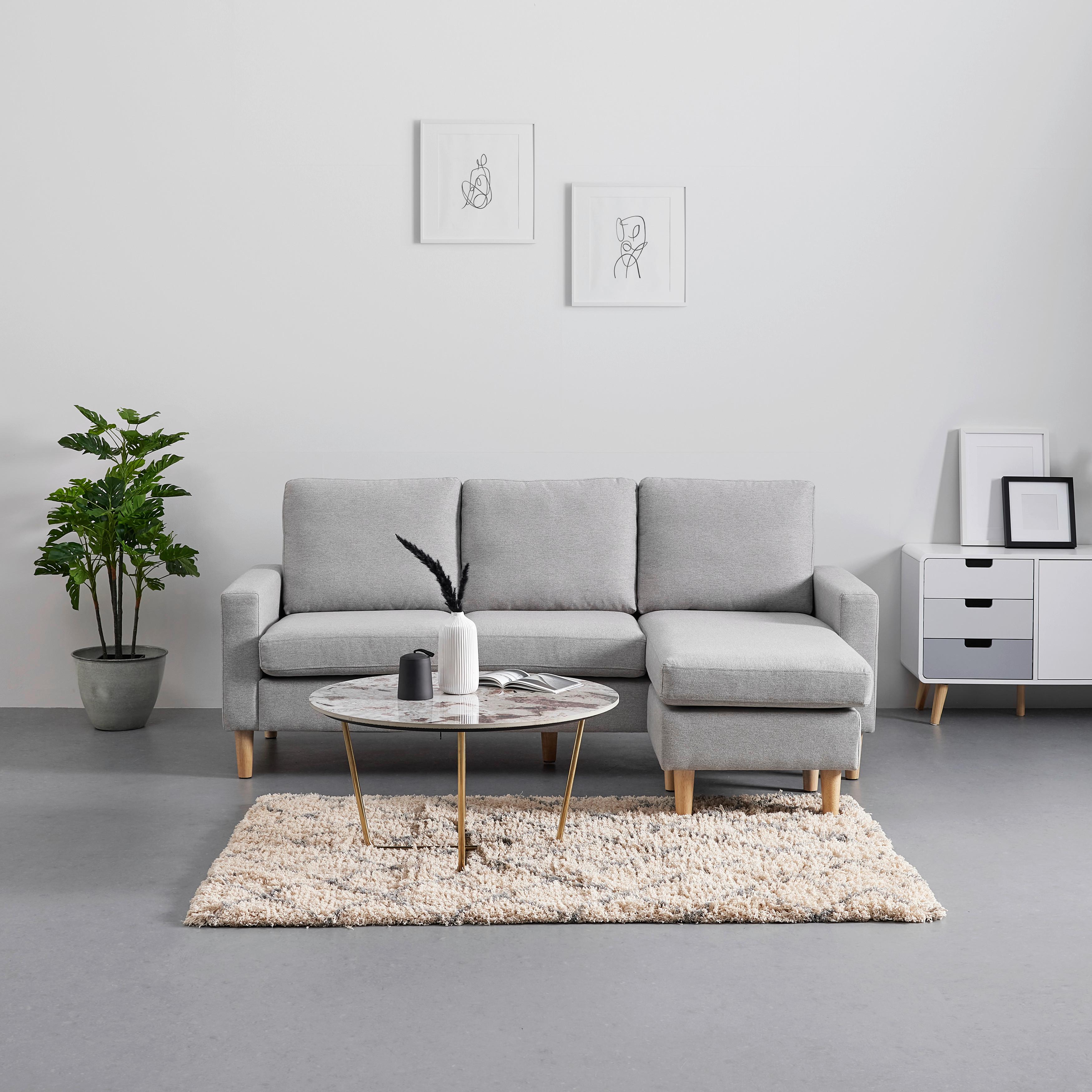 Sivá pohovka Noemie - prírodná farba/svetlosivá, Modern, drevo/textil (198/86/78-135cm) - Bessagi Home