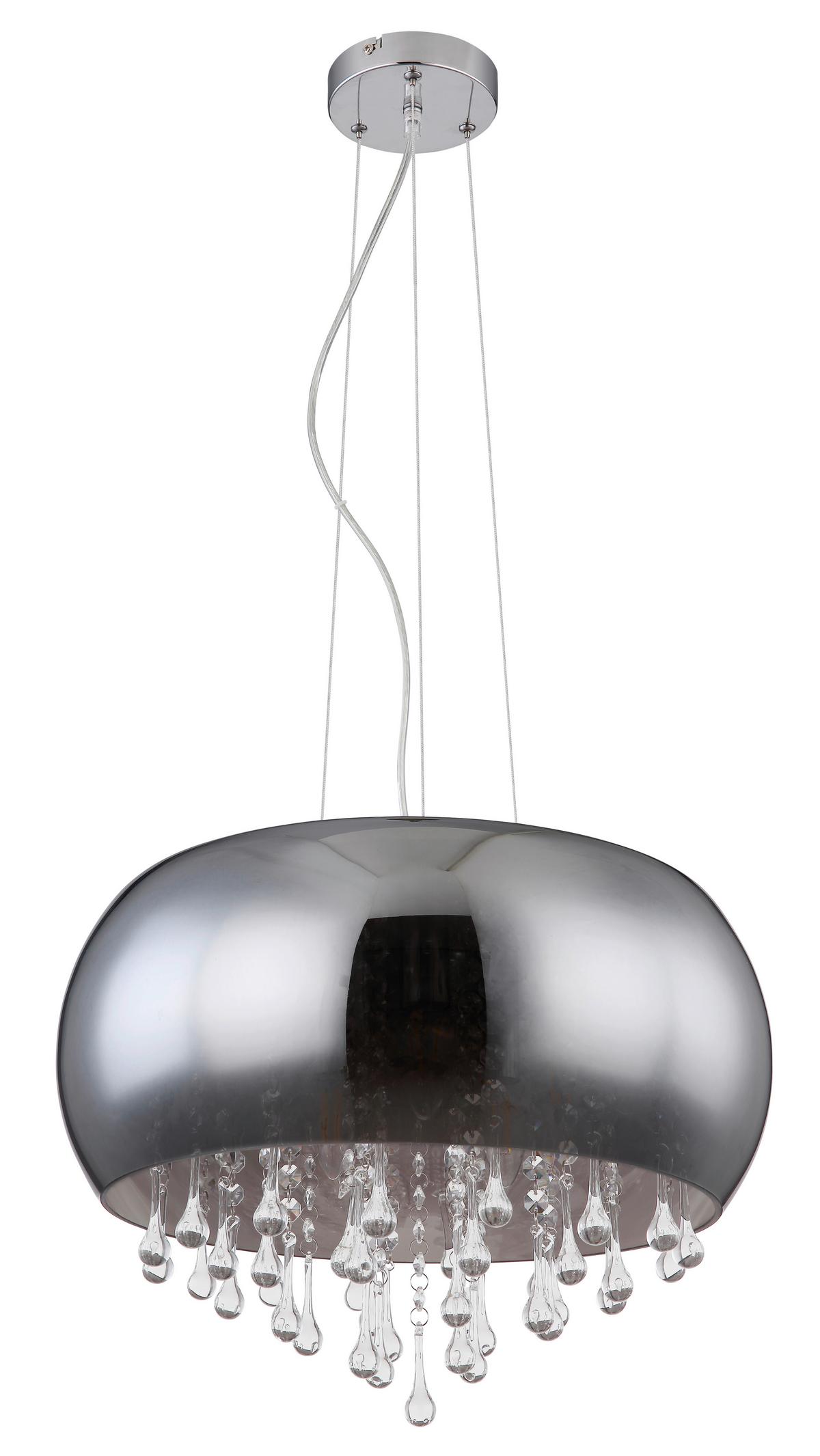 Hängeleuchte Kalla H: 1200 Cm 5- Flammig - Klar/Chromfarben, Basics, Glas/Metall (44/120cm) - Globo