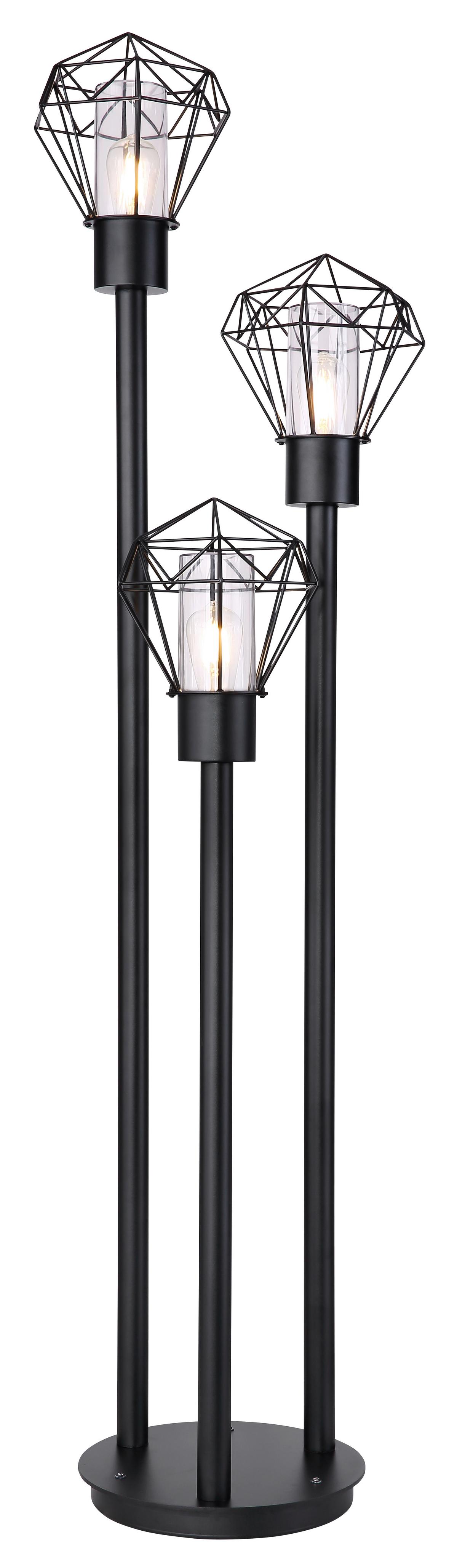 Außenleuchte Horace 15 Watt Edelstahl - Klar/Schwarz, Basics, Kunststoff/Metall (44,2/44,5/170cm)