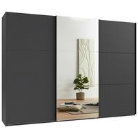 Schwebetürenschrank Indian A Grafit Dekor/Spiegel, B: 300cm - Graphitfarben, KONVENTIONELL, Glas/Holzwerkstoff (300/216/65cm)