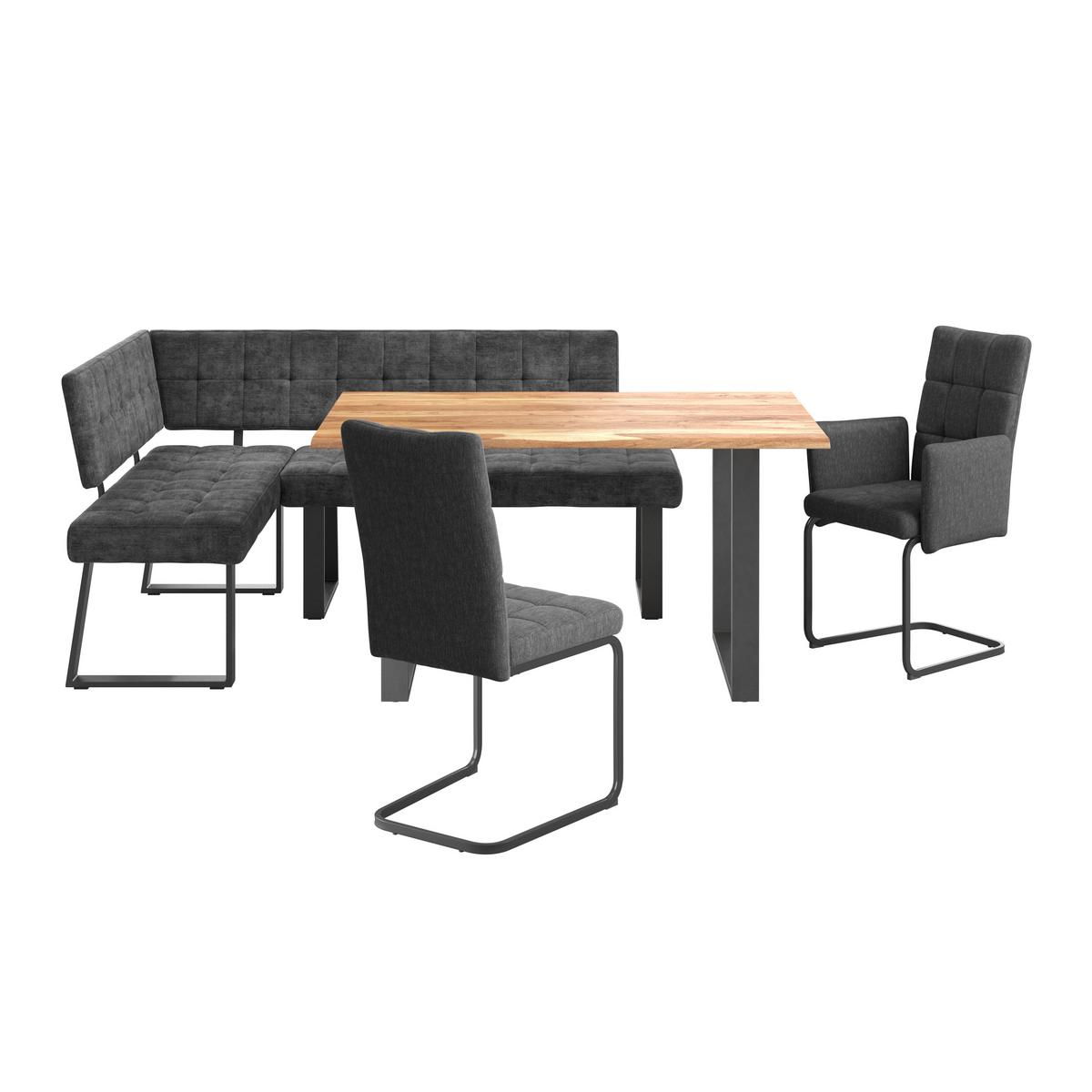 Eckbank Dunkelgrau Polyester Laslo 134x185 cm - Dunkelgrau/Schwarz, MODERN, Textil/Metall (134/185cm) - MID.YOU