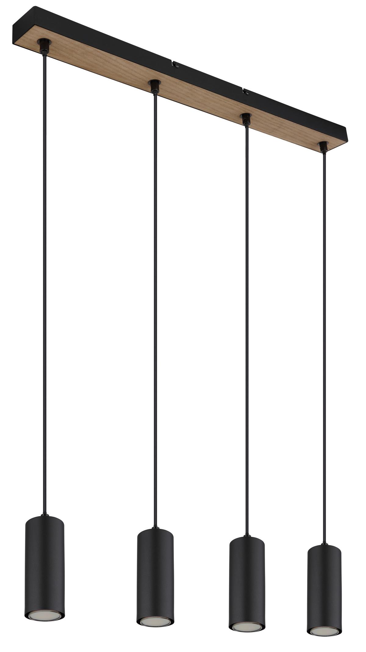 Hängeleuchte 57911-4hbw - Schwarz, Design, Holzwerkstoff/Metall (65/6/120cm) - Globo