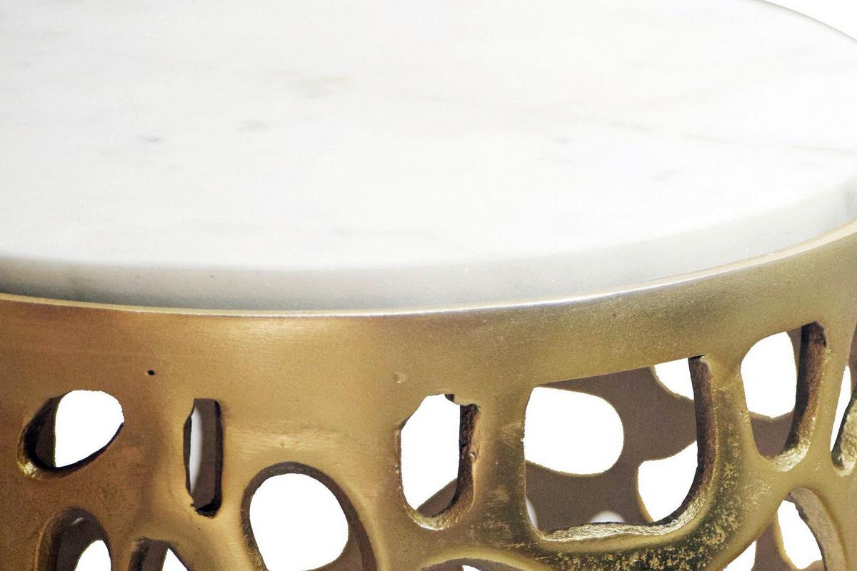 Beistelltisch Goldfarben B: 30 cm - Goldfarben, Design, Stein/Metall (30/50/30cm) - Livetastic