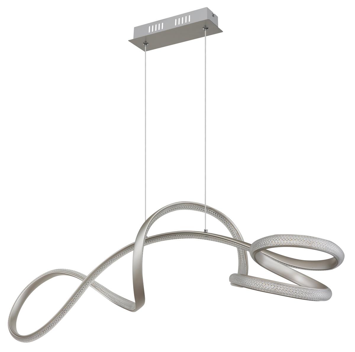 Led Függőlámpa 67341n Swirl - nikkelszínű/átlátszó, Design, műanyag/fém (108/33/120cm) - Globo