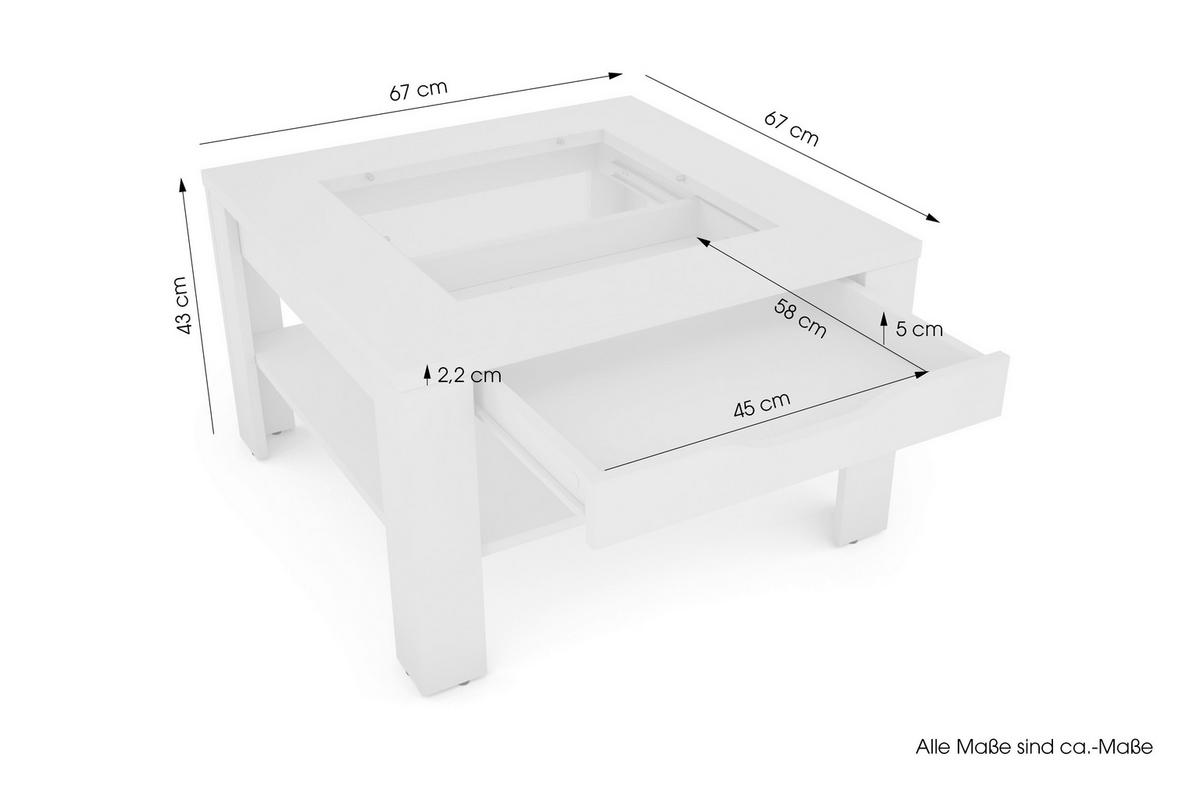 Couchtisch Ralph Weiß B: 67 Cm - Weiß, Design, Glas/Holzwerkstoff (67/43/67cm) - MID.YOU