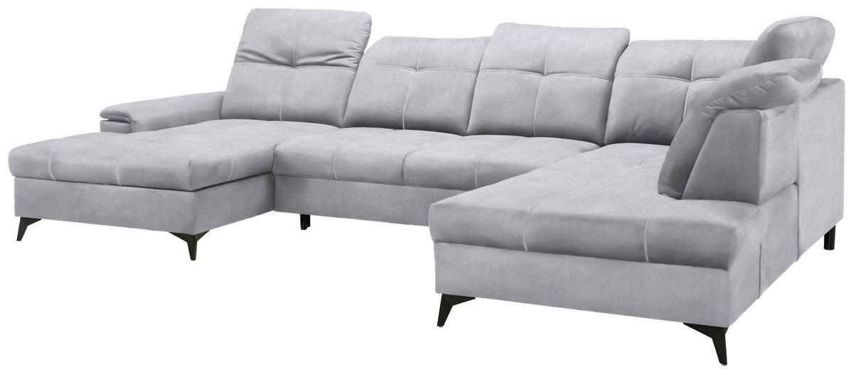 Rohová sedačka U SIERRA, pravá, světle šedá CLOUD - černá/světle šedá, Moderní, kov/textil (181/364/230cm) - Mömax