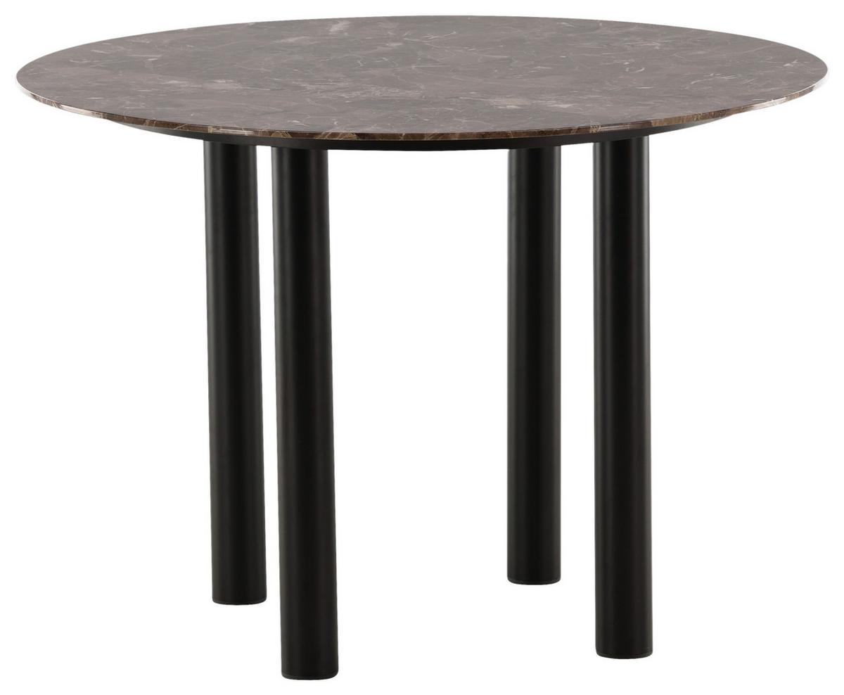 Esstisch Havsten - Dunkelbraun/Schwarz, Design, Holzwerkstoff/Metall (106/106/75cm) - Livetastic