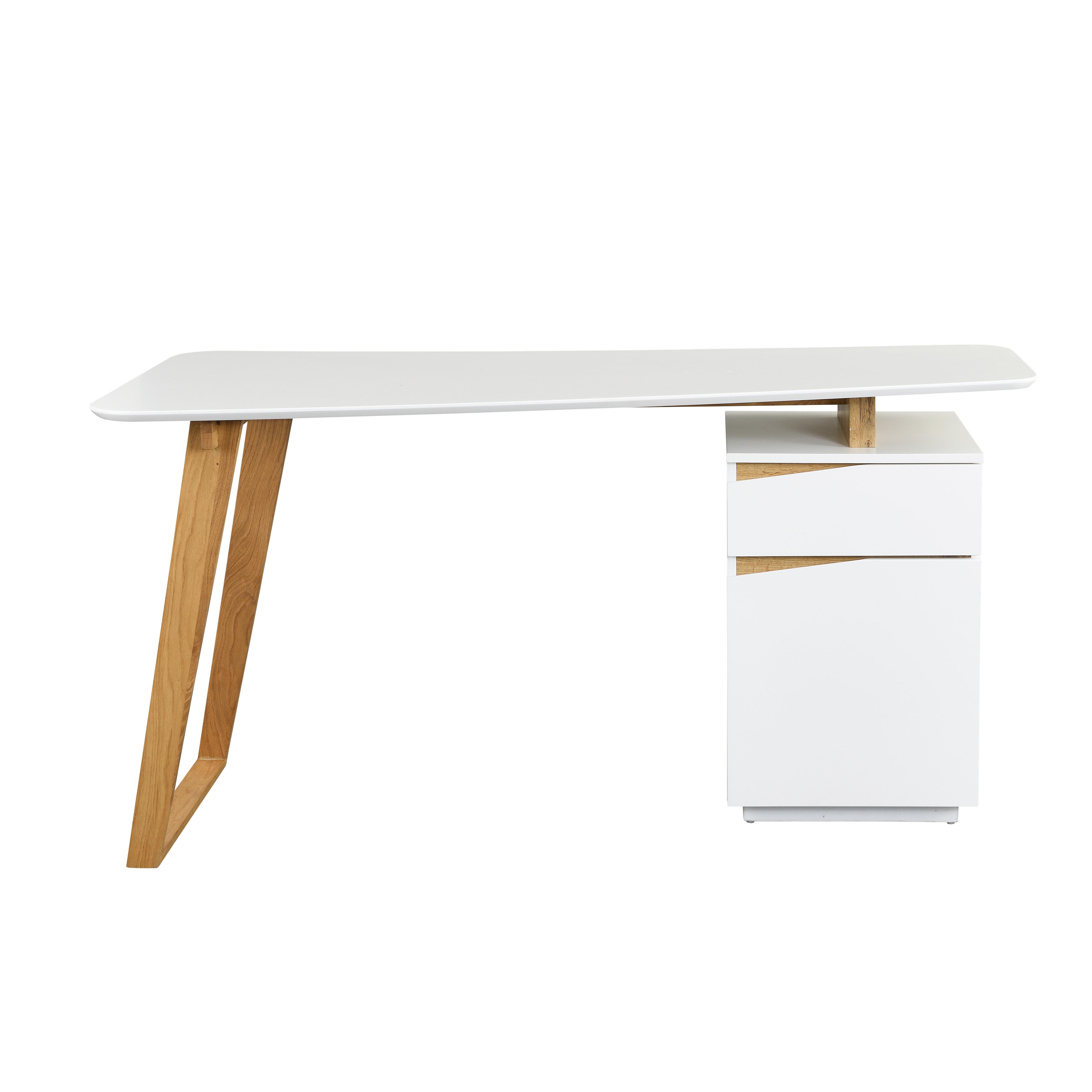 Schreibtisch mit Stauraum Padua B 140cm Weiß/Eiche - Eichefarben/Weiß, MODERN, Holz/Holzwerkstoff (140/45-60/76cm) - Livetastic