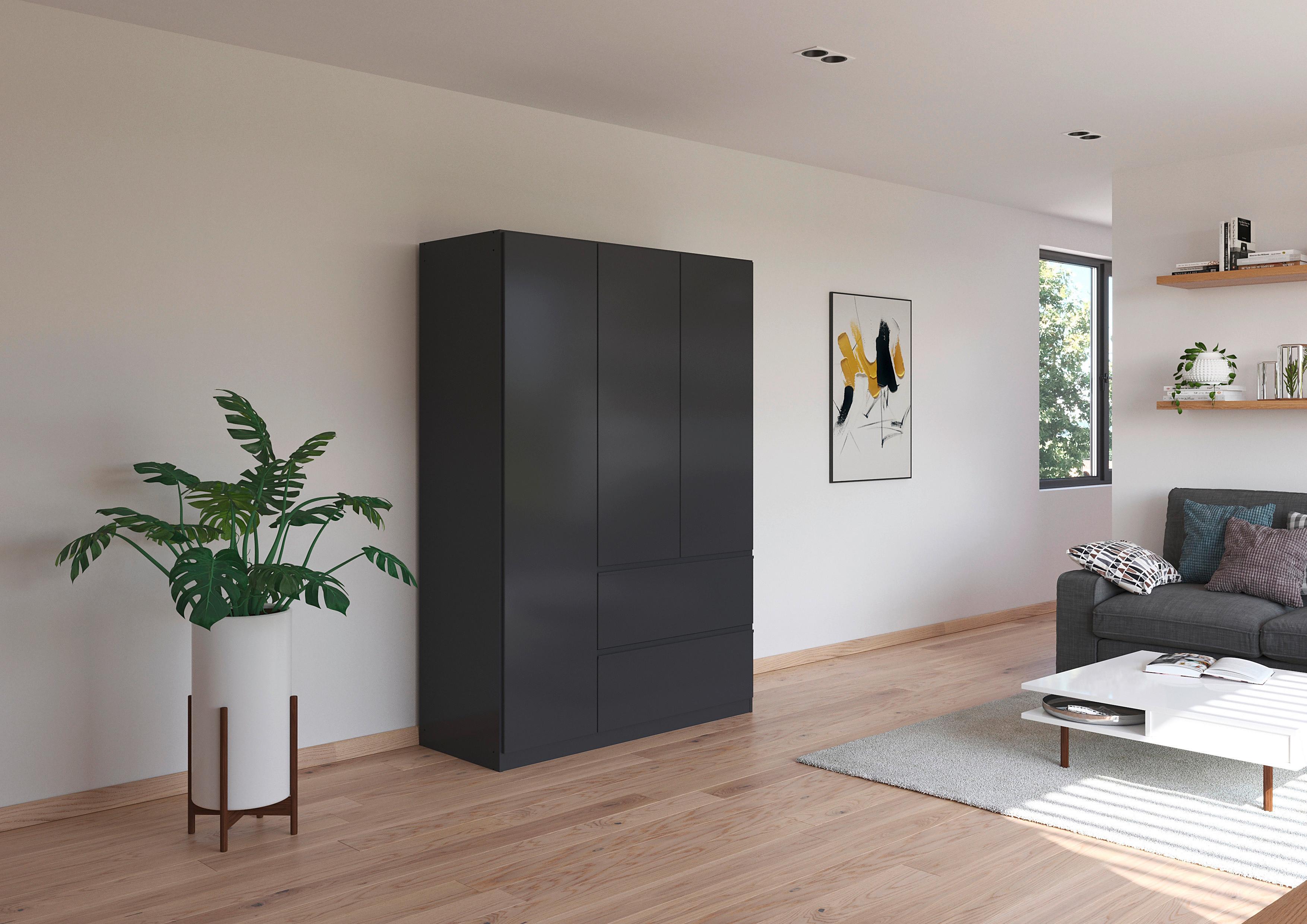 Drehtürenschrank Costa Grau B: 136 cm - Grau, MODERN, Holzwerkstoff (136/197/54cm) - Rauch Möbel